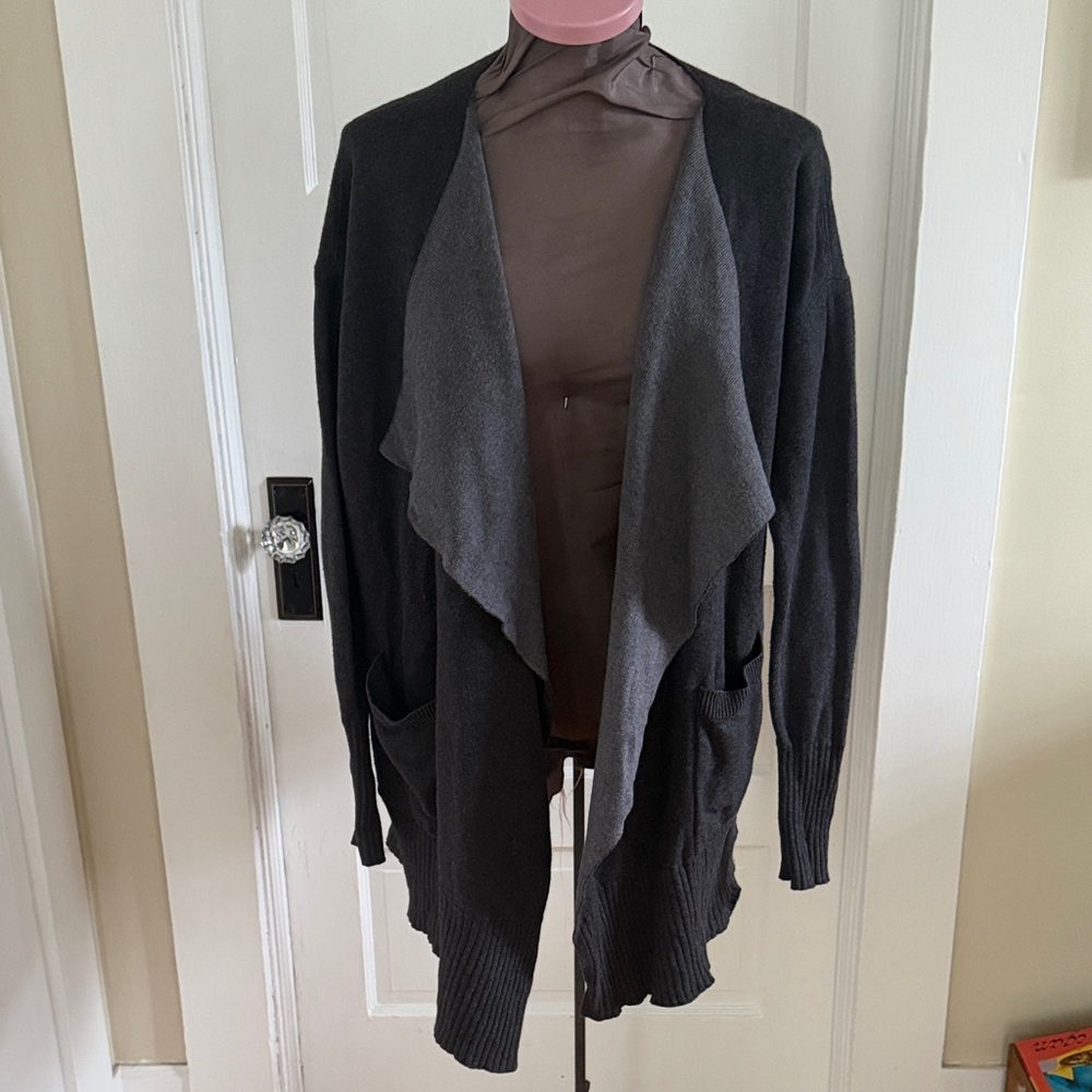 Lululemon Grey Reversible Open Waterfall Cardigan